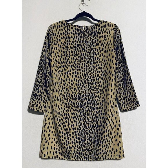 J Crew Dress Womens 4 Jules Leopard Animal Print Mini Shift 3/4 Sleeve Boho - Picture 5 of 8